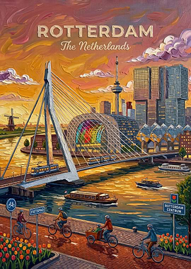 Rotterdam Cityscape Travel Poster