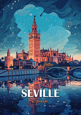 Seville Spain Travel Poster Art