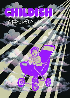 Childish Baby Stroller Pop Art Poster Retro