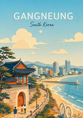 Gangneung South Korea Travel Poster