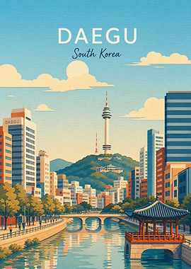 Daegu South Korea Travel Poster