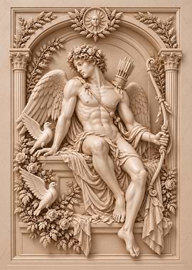 Cupid — The God of Desire | Classical Ivory Marble Relief