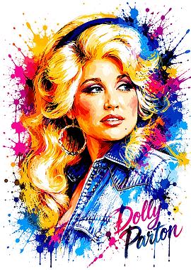 Dolly Parton Colorful Watercolor Portrait