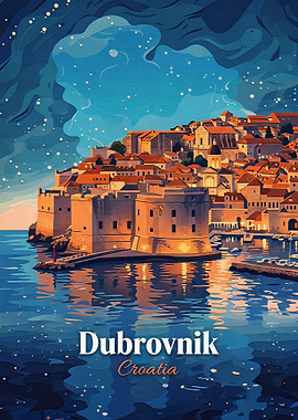 Dubrovnik Croatia Travel Poster