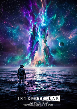 Interstellar Movie Poster Astronaut Nebula