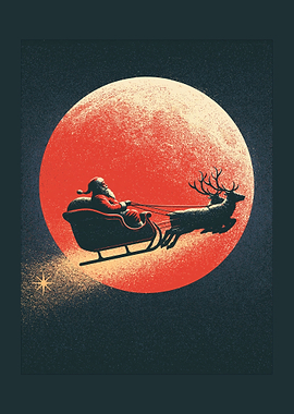 Santa Claus Flying Sleigh Silhouette