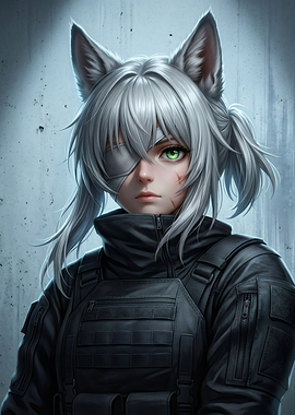Anime Wolf Girl Tactical Soldier