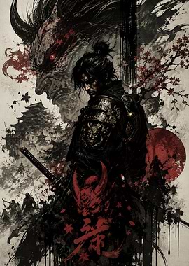 Dark Samurai Oni Warrior Art