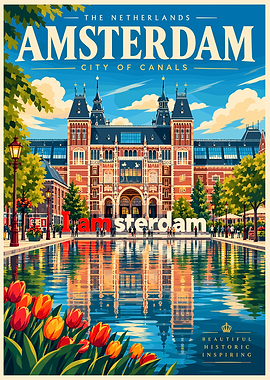 Amsterdam City of Canals Travel Poster