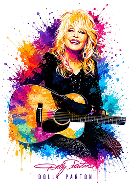 Dolly Parton Colorful Splatter Art Portrait