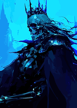 Blue Undead King Skeleton Portrait