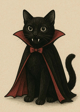 Black Cat Vampire Costume Illustration