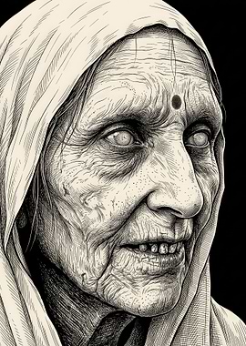 Intricate Portrait of an Elderly Woman
