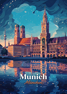 Munich Cityscape Travel Poster