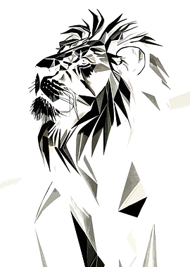 Geometric Lion Portrait Illustration
