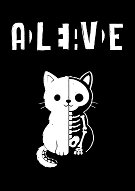 Alive Skeleton Cat Graphic
