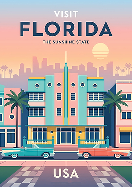 Visit Florida Retro Travel Poster