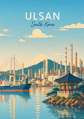 Ulsan South Korea Travel Poster