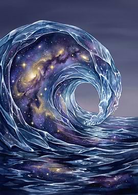 Cosmic Galaxy Ocean Wave