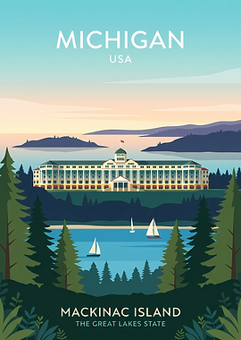 Mackinac Island Michigan Travel Poster