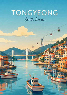 Tongyeong South Korea Travel Poster