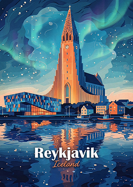 Reykjavik Iceland Travel Poster