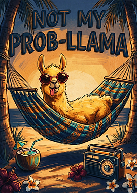 Not My Prob-Llama Beach Illustration