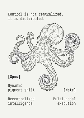 Geometric Octopus Technical Diagram Poster
