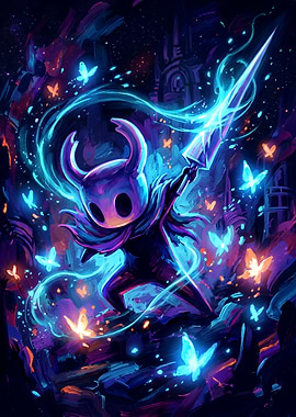 Hollow Knight Glowing Combat Illustration