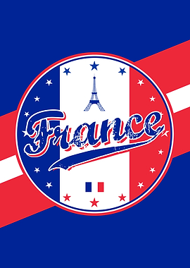 France Eiffel Tower Vintage Emblem