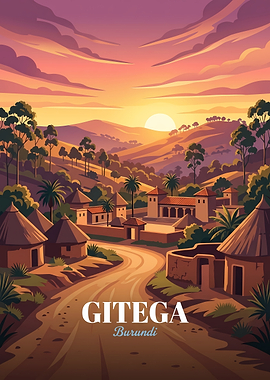 Gitega Burundi Sunset Travel Poster