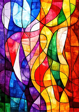 Vibrant Abstract Stained Glass Pattern