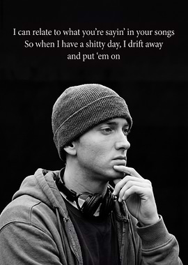 Eminem Portrait with Lyrics Quote