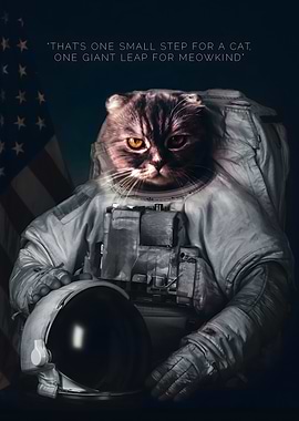 Astronaut Cat Space Exploration Poster