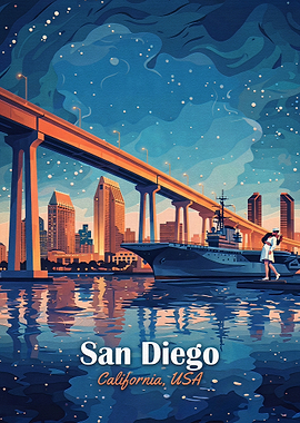San Diego Vintage Travel Poster