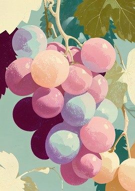 Cluster of pastel pink and purple grapes