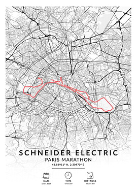 Schneider Electric Paris Marathon Map Poster