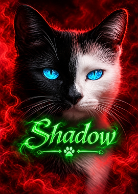 Shadow Cat with Glowing Eyes