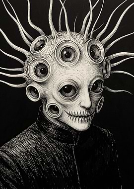Surreal Multi-Eyed Creature Portrait
