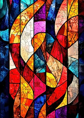 Vibrant Abstract Stained Glass Pattern