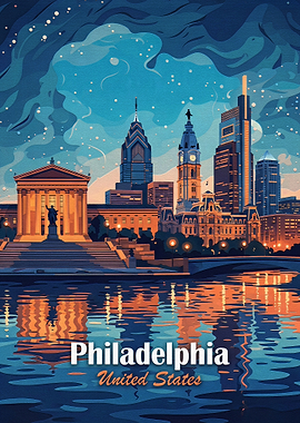 Philadelphia Skyline Travel Poster
