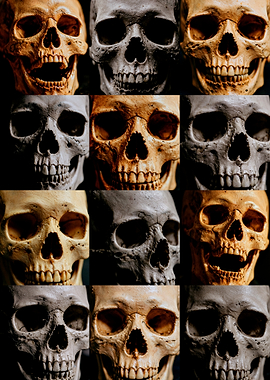 Grid of Human Skulls