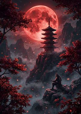 Samurai Under a Crimson Moon