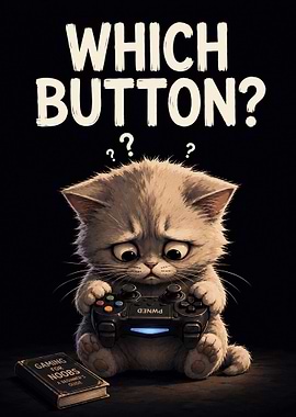Lost in the Controls Cute Gamer Cat Art