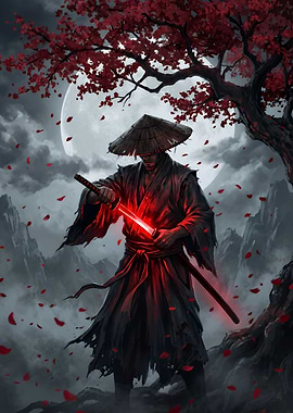 Samurai with Glowing Red Katana