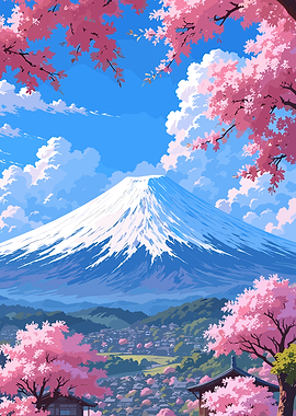Mount Fuji with Cherry Blossoms