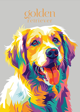 Colorful Pop Art Golden Retriever Portrait