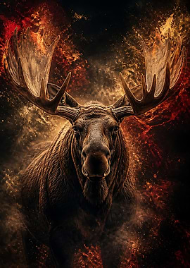 Fiery Moose Portrait