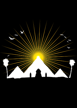 Egyptian Pyramids Sunset Silhouette