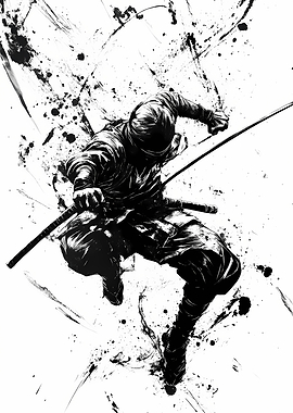 Dynamic Ink Wash Ninja Warrior
